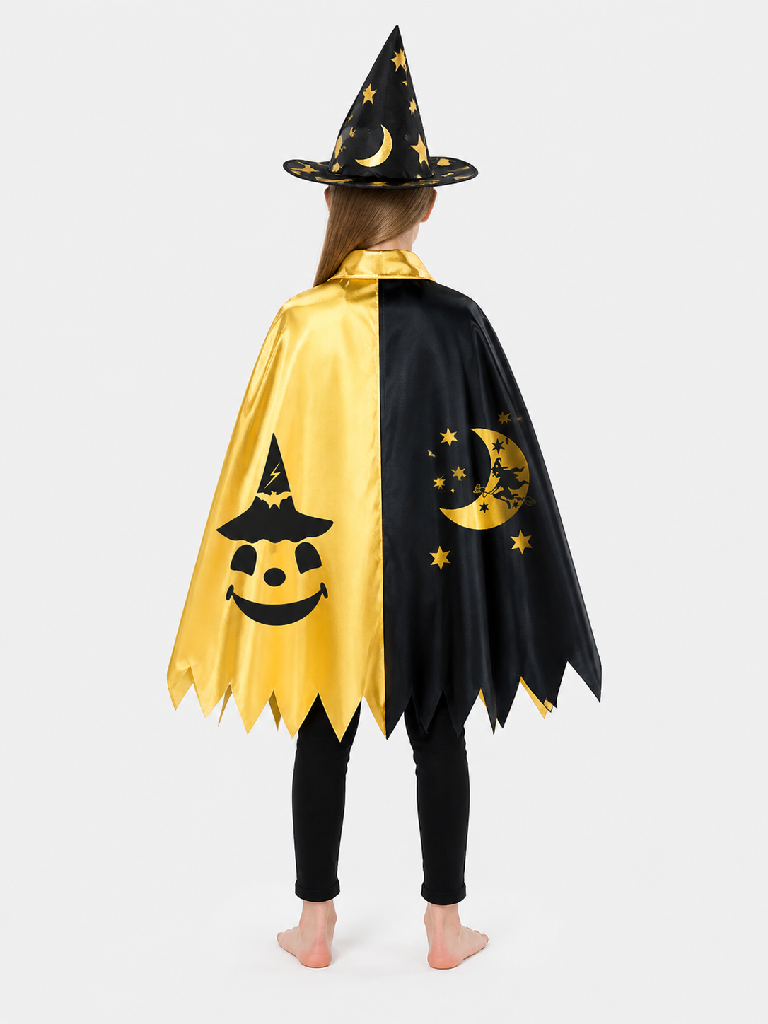 Carnival Costume with Cape and Pointed Hat back view