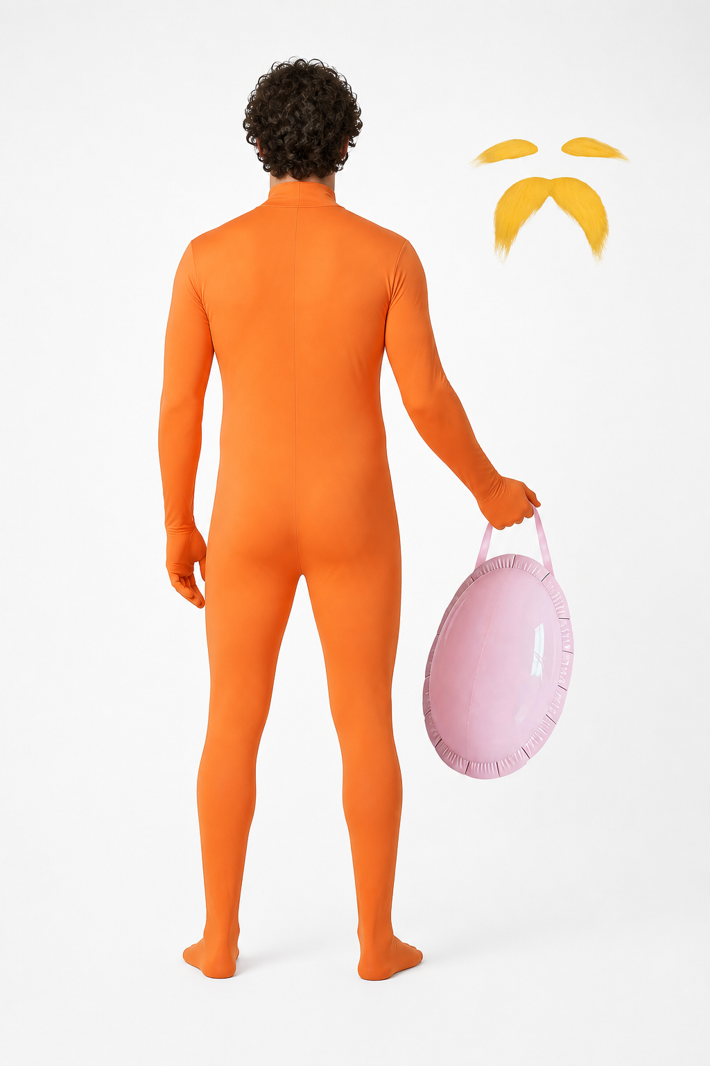 Orange hooded jumpsuit costume for Halloween back view