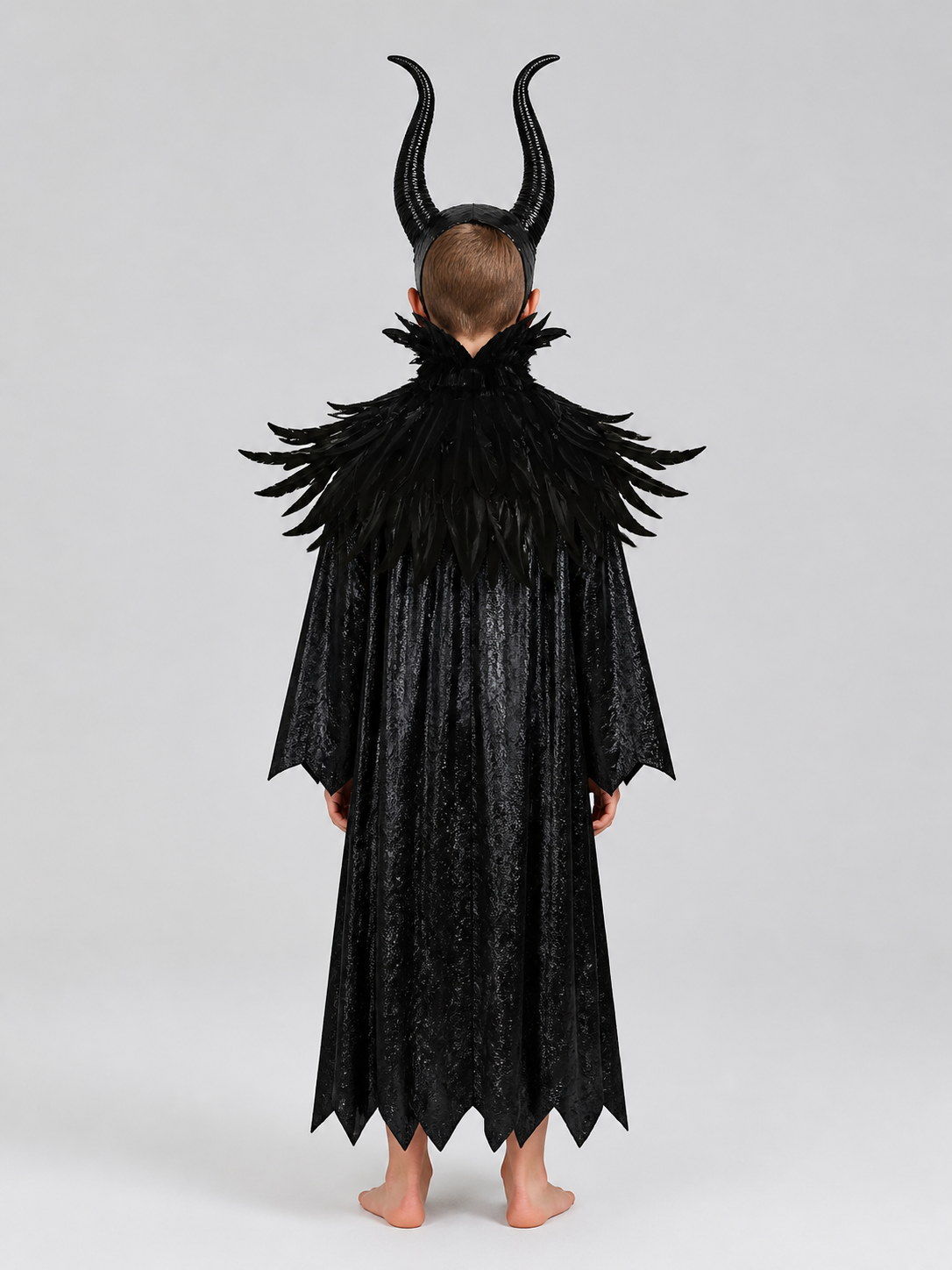 Halloween Carnival Headpiece with Horns and Feathers back view