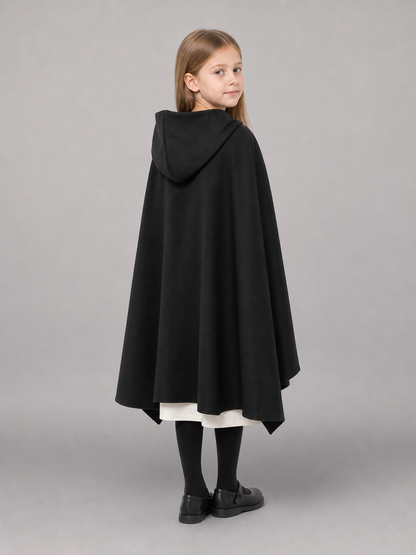 Medieval Black Hooded Costume Cloak back view