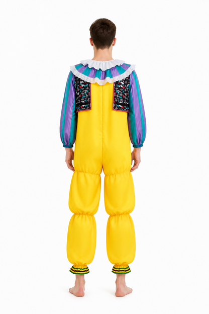 IT Clown Costume with Vest, Ruffled Collar, and Puffy Pants back view