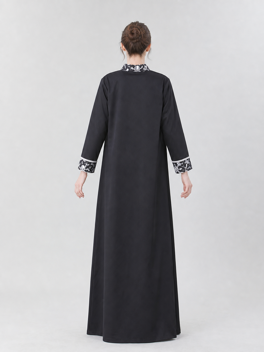 Costume with Black Robe, Hat, and Beard back view