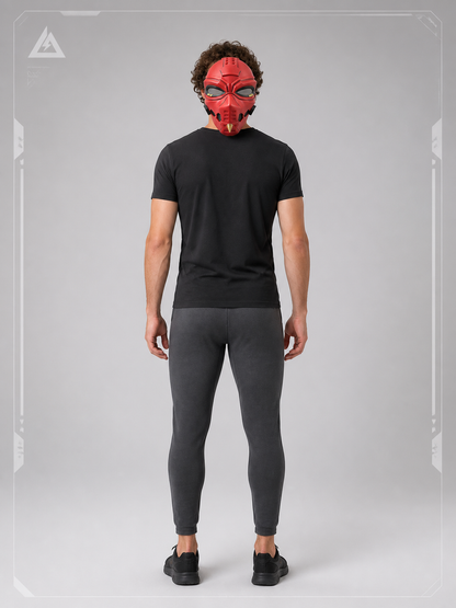 Red Cosplay Mask with Gold Details back view