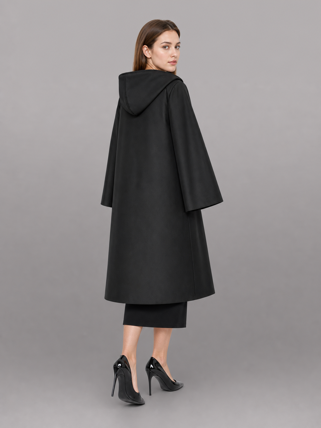 Black hooded carnival cloak for costumes