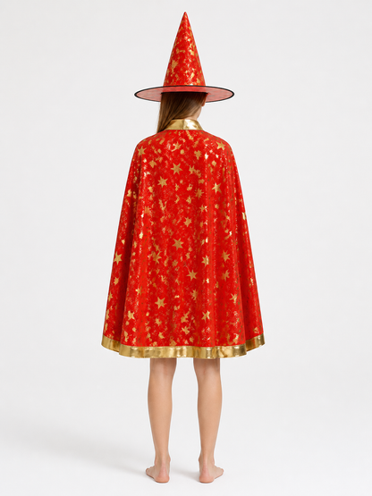 Carnival Costume with Cape and Pointed Hat back view
