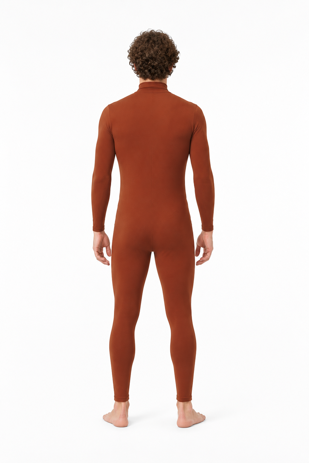 Brown Zentai Jumpsuit with Open Face