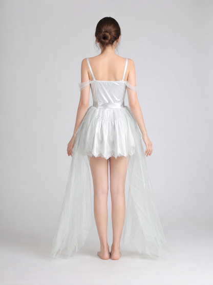 Retro Costume: Dress, Headpiece, and Tulle Train