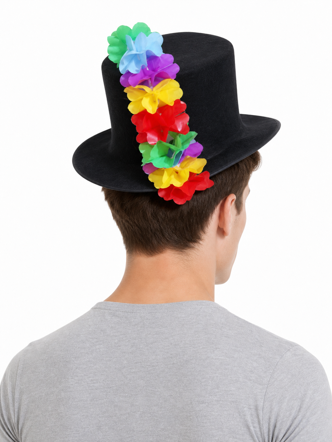Carnival Top Hat with Multicolored Flowers