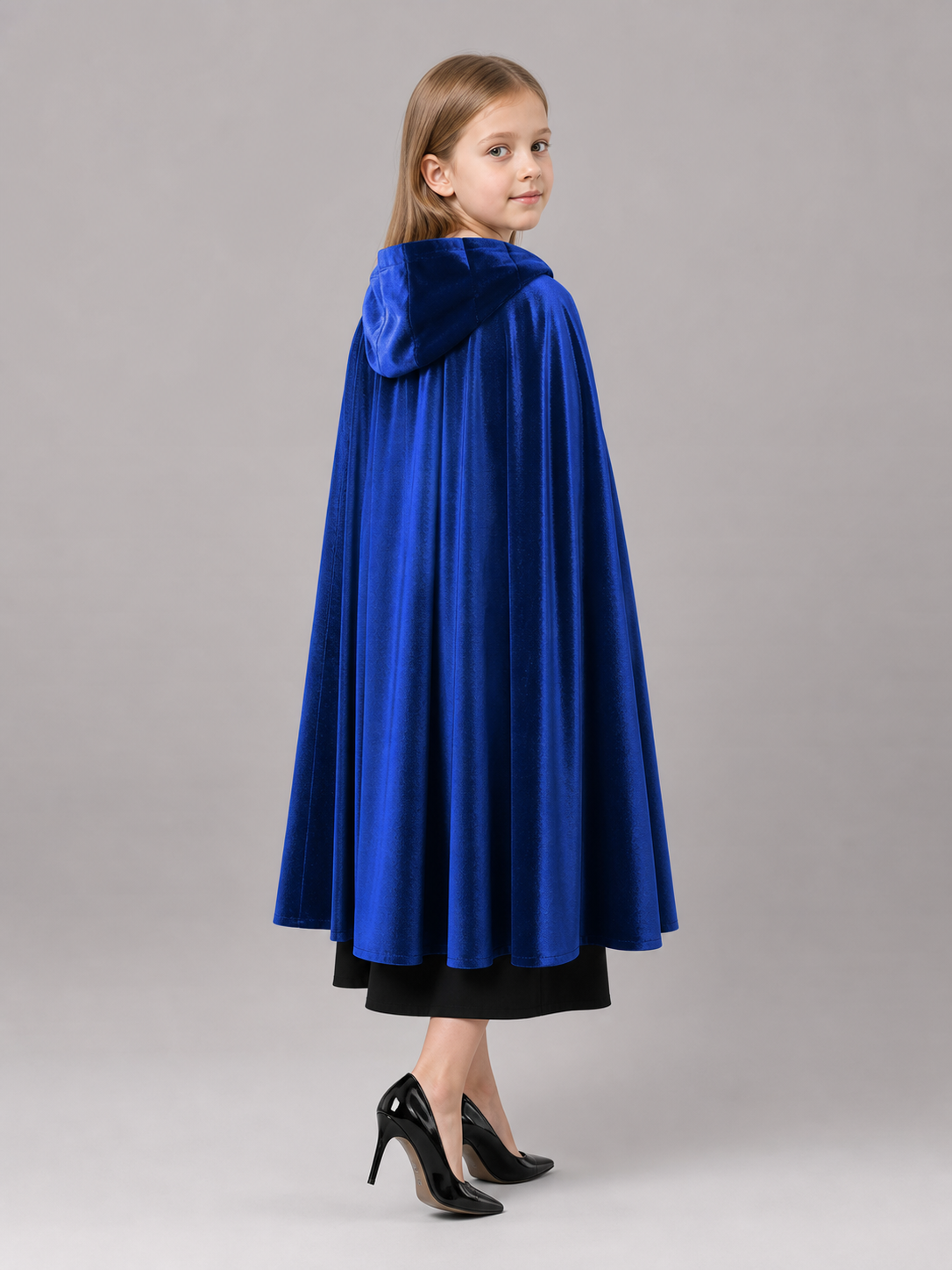 Velvet Hooded Cape, Royal Blue