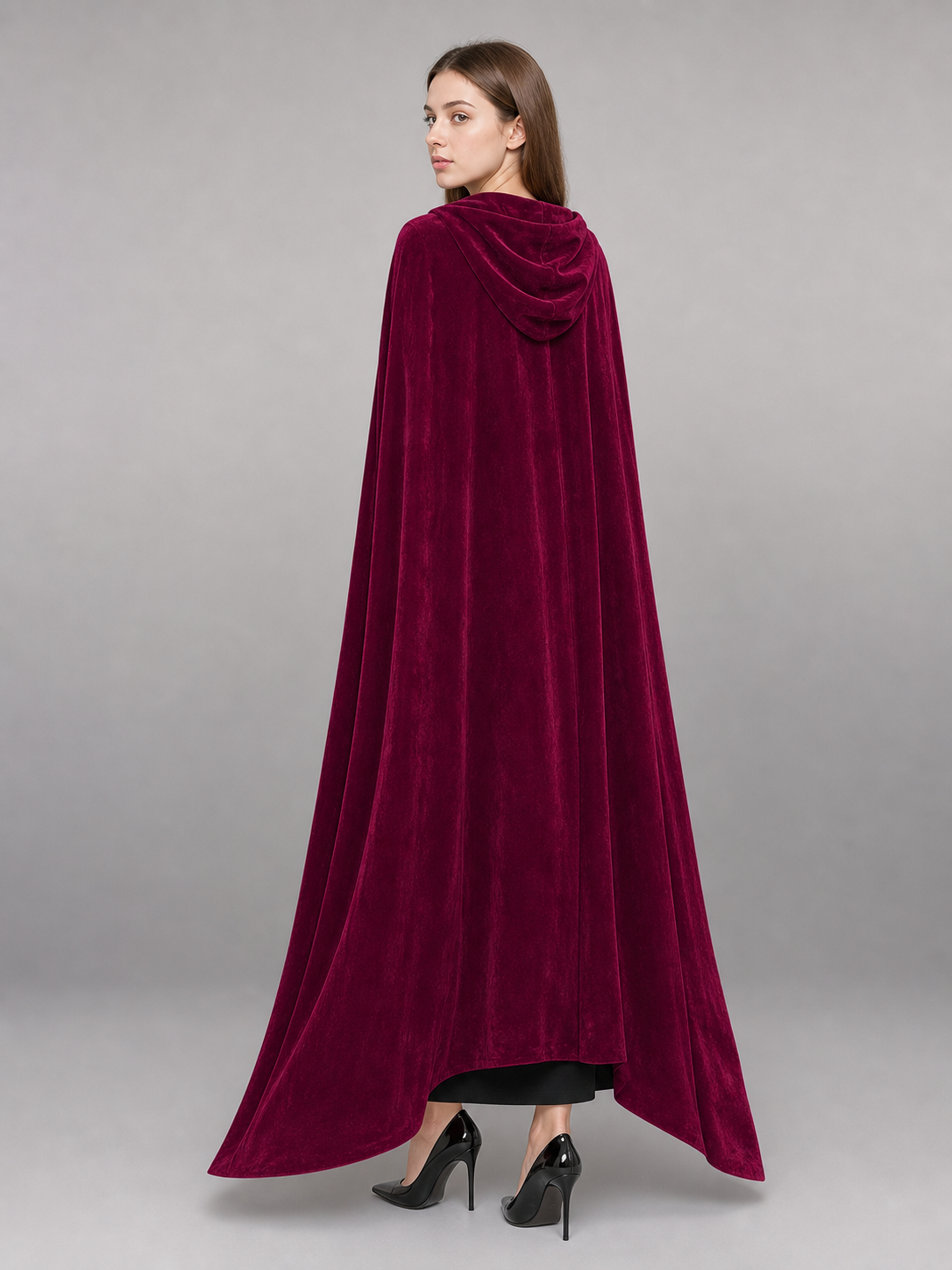 Burgundy Hooded Carnival Cloak for Cosplay