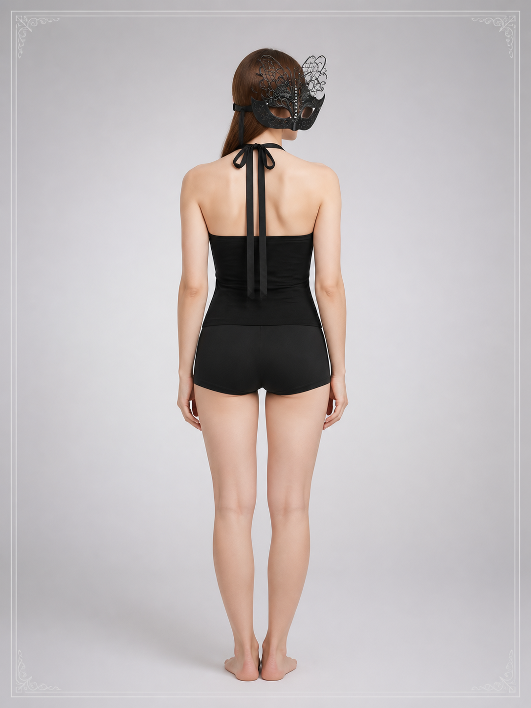 Black Butterfly Carnival Mask for Halloween and Cosplay back view