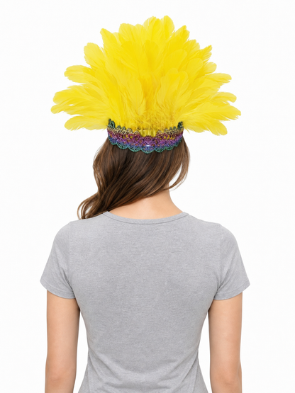 Carnival headpiece with yellow feathers