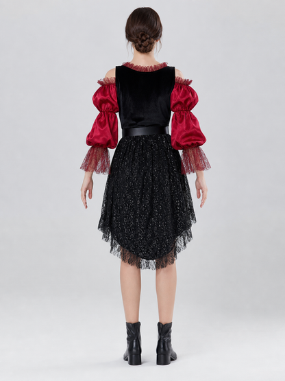 Halloween Pirate Costume: Dress, Belt, Accessories back view