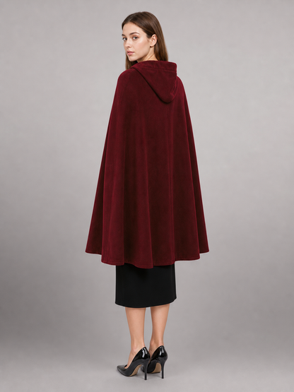 Long Burgundy Carnival Cloak with Hood