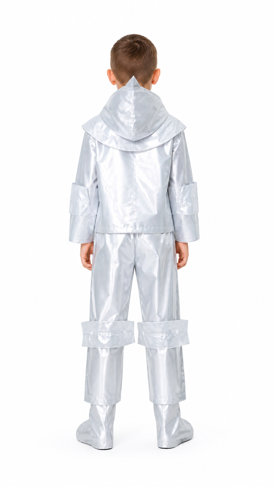Hooded jumpsuit costume with full foot covers back view