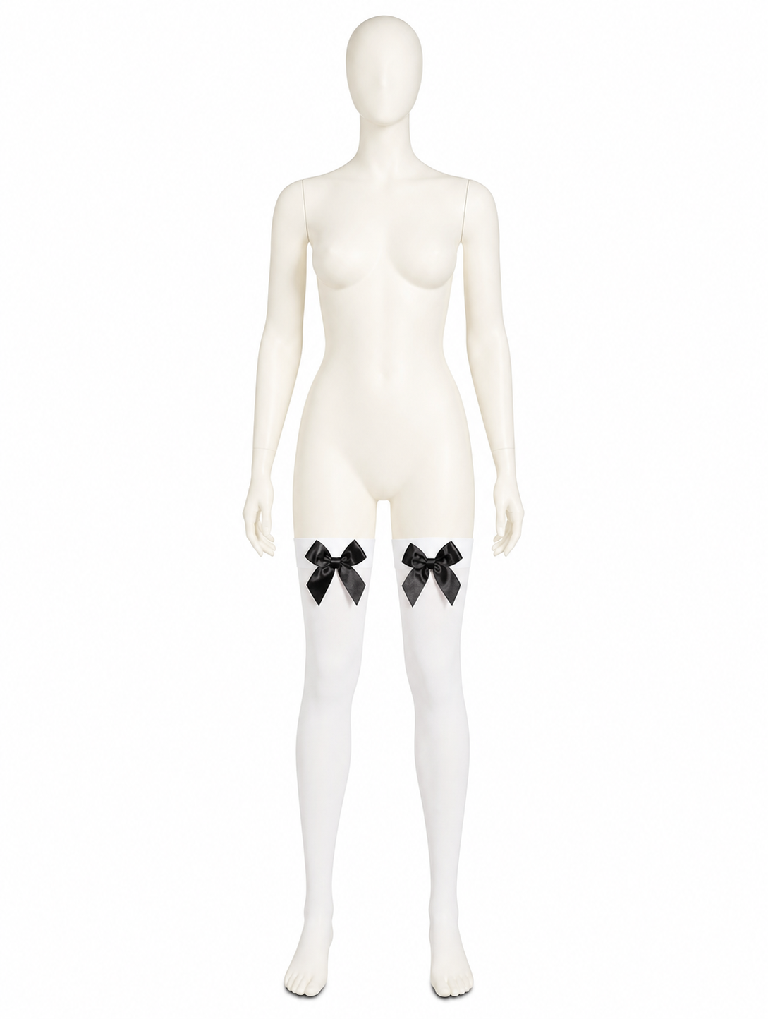 White Knee-High Socks with Black Bows for a Beer Festival back view