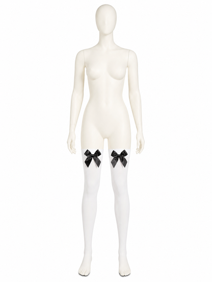 White Knee-High Socks with Black Bows for a Beer Festival back view