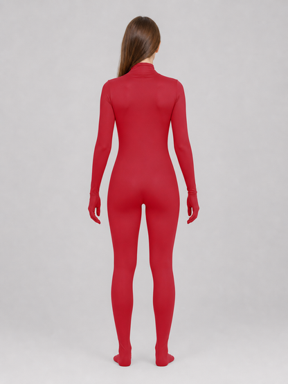 Burgundy Morph Suit Costume with Hood