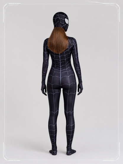 Black Halloween Mask with Gray Spiderweb Pattern for Cosplay back view