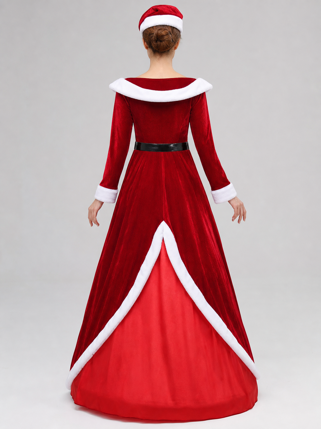 Red and White Christmas Character Costume with Hat
