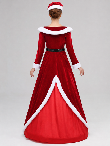 Red and White Christmas Character Costume with Hat