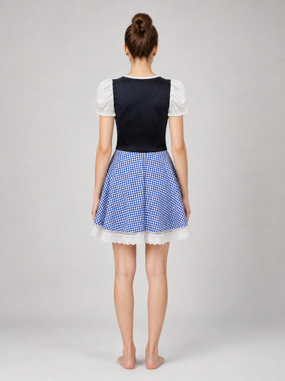 Plaid Dirndl-Style Dress for Celebrations