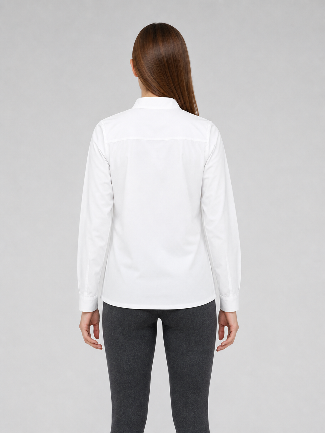 White Stand-Collar Shirt with Chest Pocket