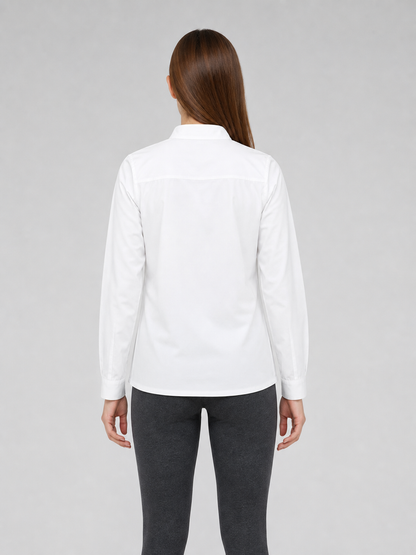 White Stand-Collar Shirt with Chest Pocket