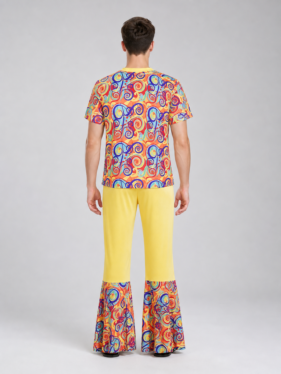 Bright 1970s disco-style costume for themed events. The set includes a