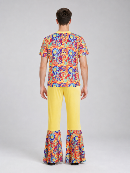 Bright 1970s disco-style costume for themed events. The set includes a