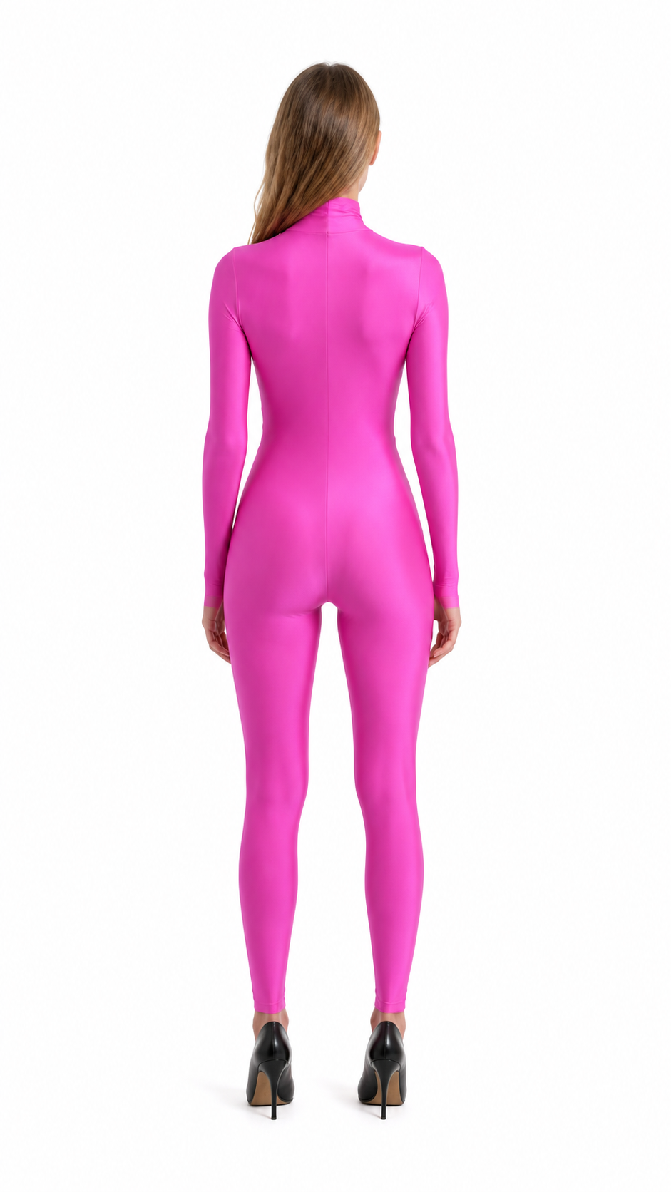 Pink Close-Fitting Ninja Jumpsuit for Halloween back view