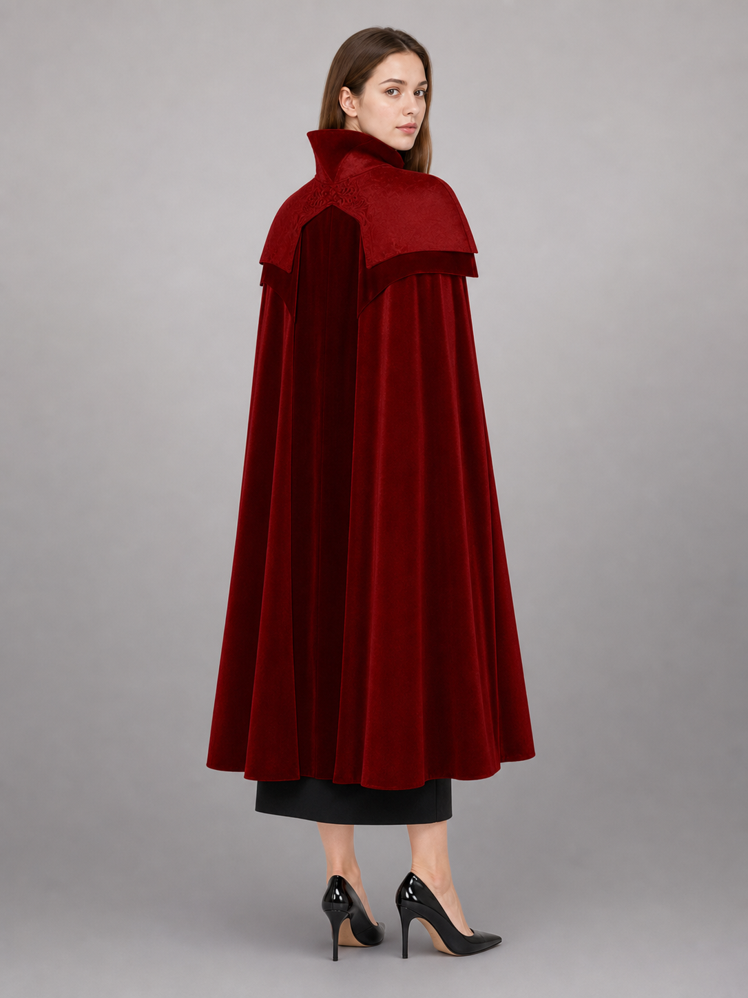Burgundy Hooded Carnival Cloak