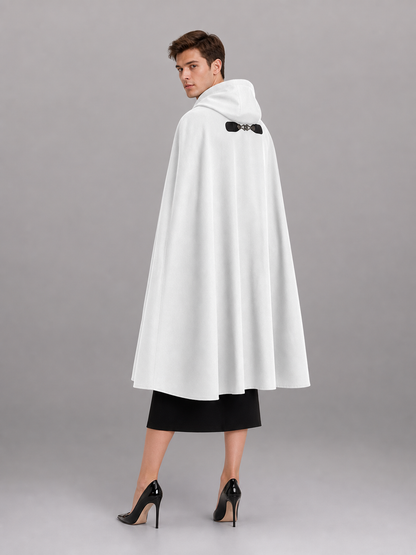 White medieval costume cloak with hood