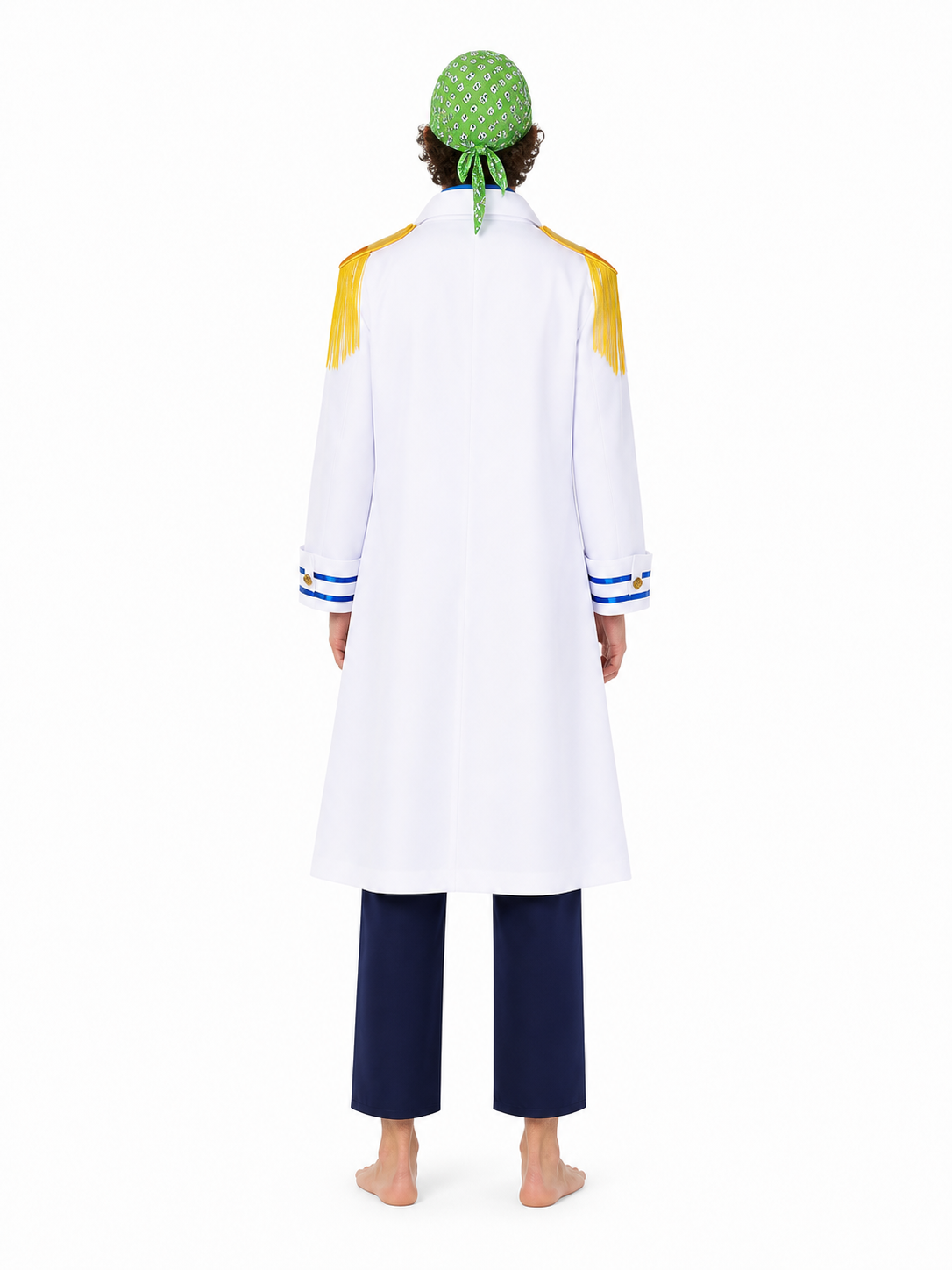 Koby One Piece Costume, White Uniform Jacket and Trousers back view