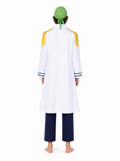 Koby One Piece Costume, White Uniform Jacket and Trousers back view