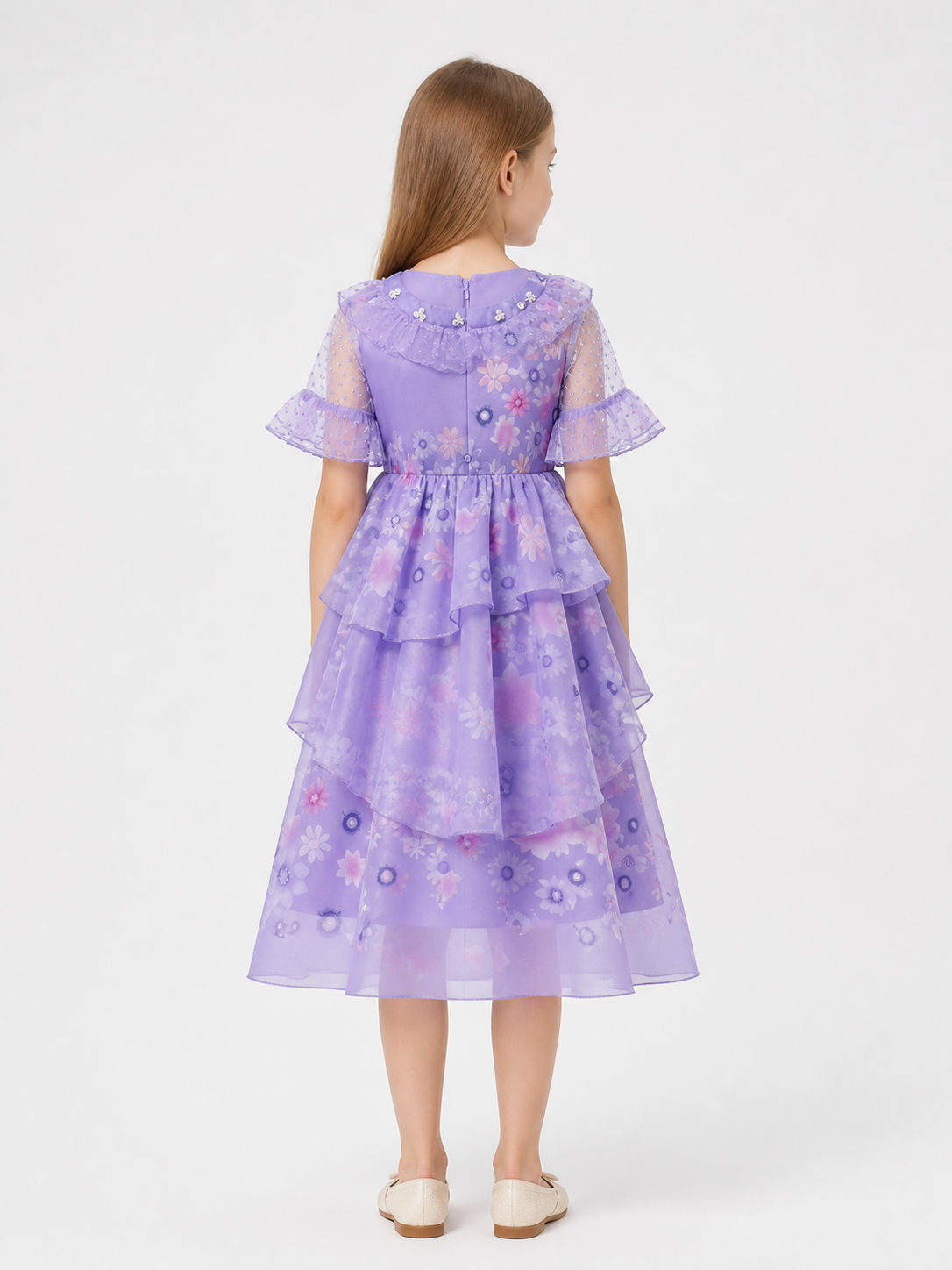 Halloween Princess Costume with Flowers back view