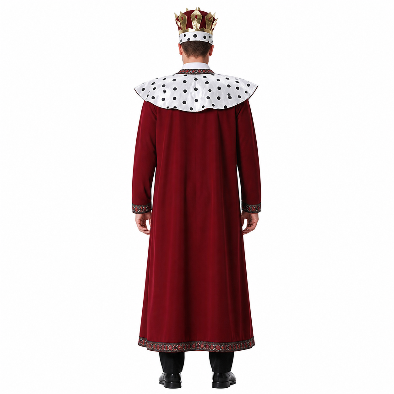 Medieval King Costume with Cape and Crown back view