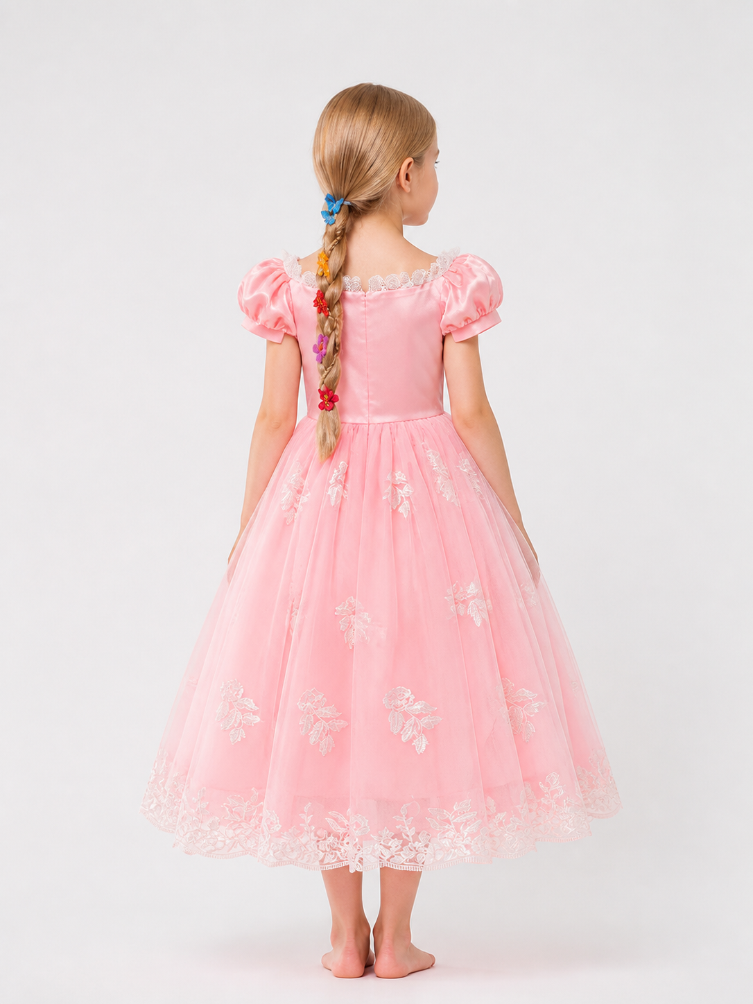 Pink Princess Halloween Costume with Wig back view