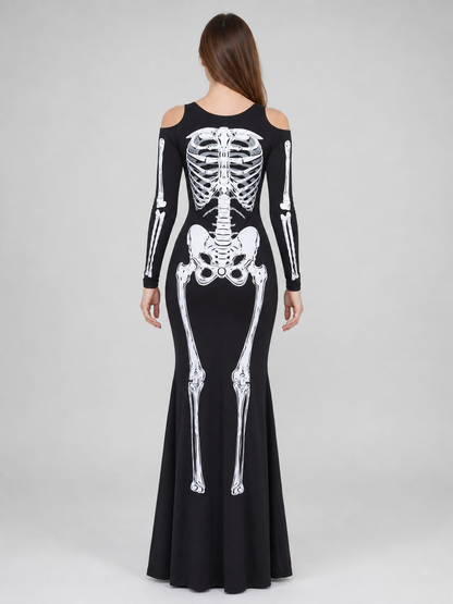 Halloween Skeleton Print Costume Dress