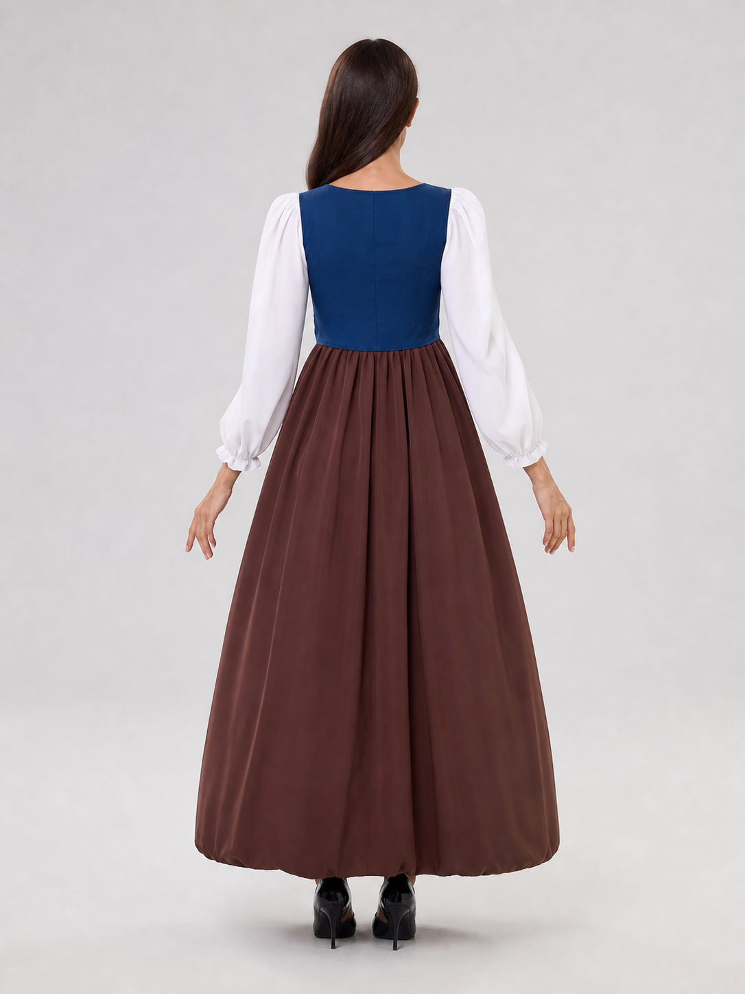 Retro Renaissance-Style Dress with Corset Lacing back view