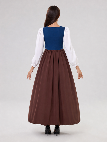 Retro Renaissance-Style Dress with Corset Lacing back view