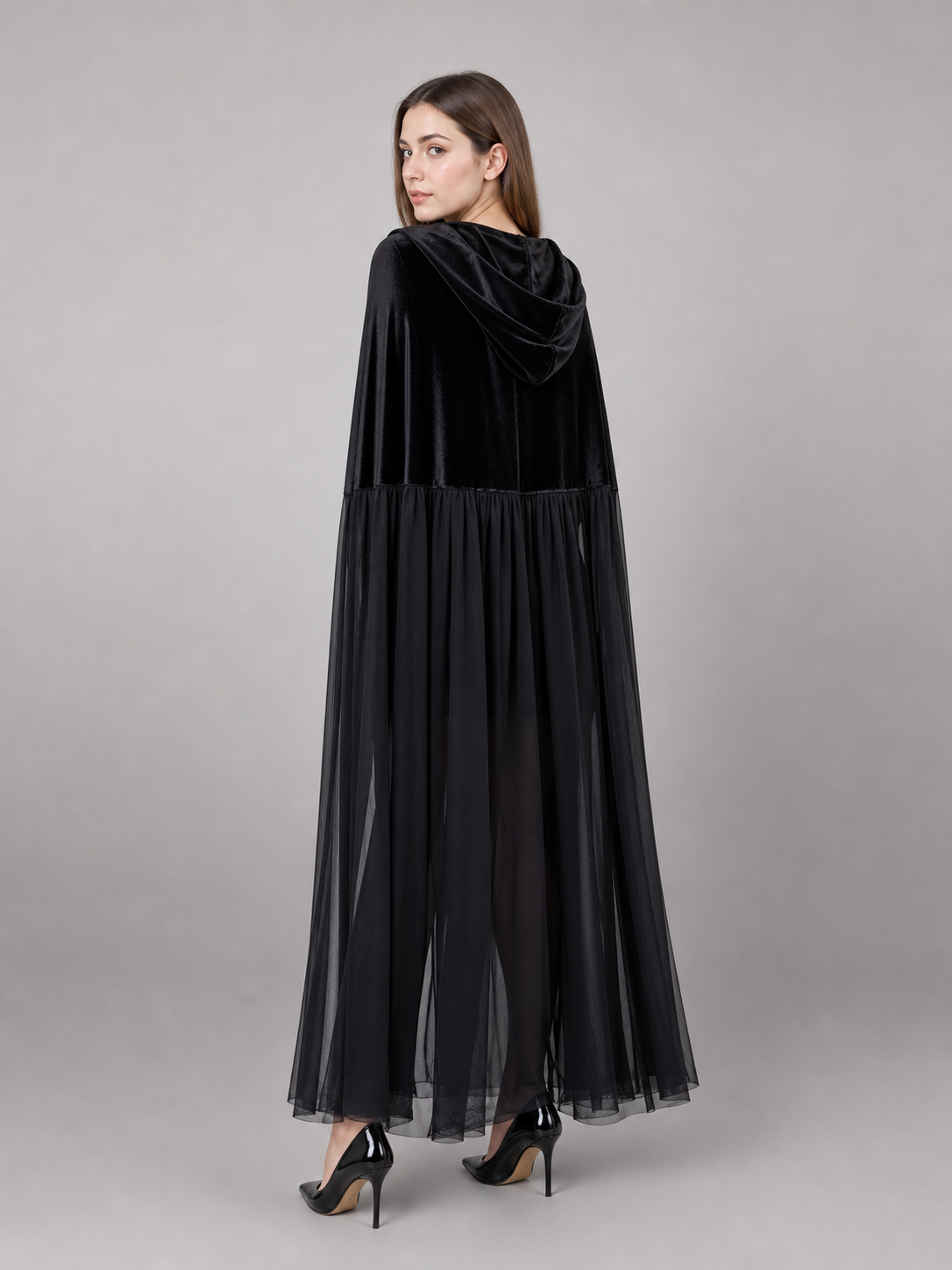 Black hooded costume cape for cosplay