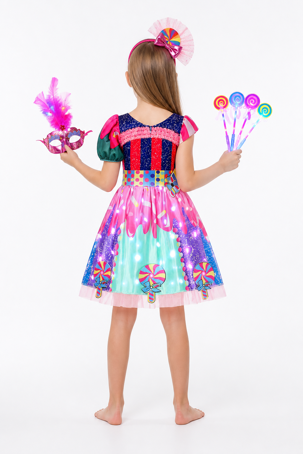 Children’s Carnival Dress with Candy Print back view