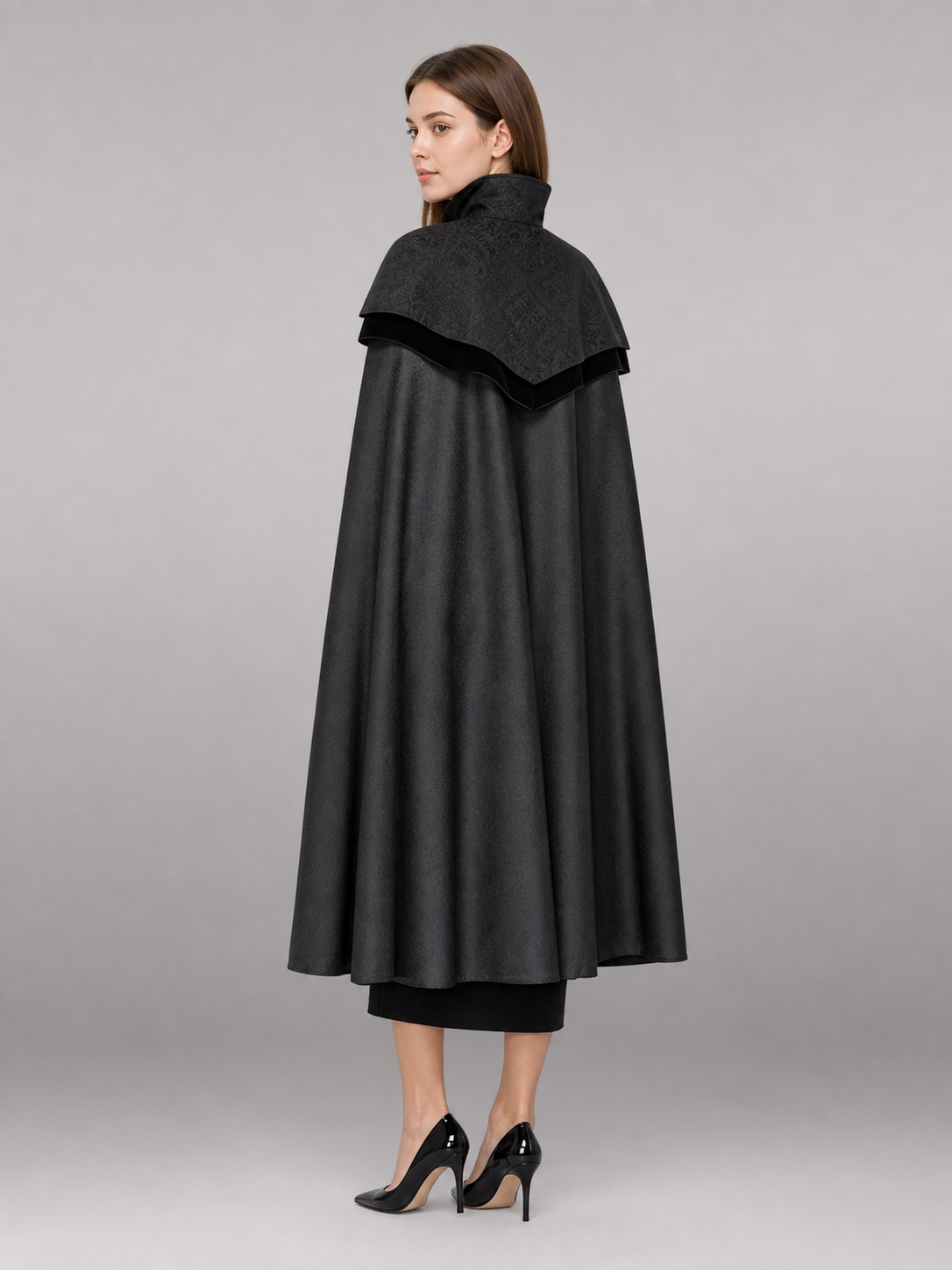Black Hooded Fantasy Costume Cloak