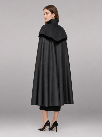 Black Hooded Fantasy Costume Cloak