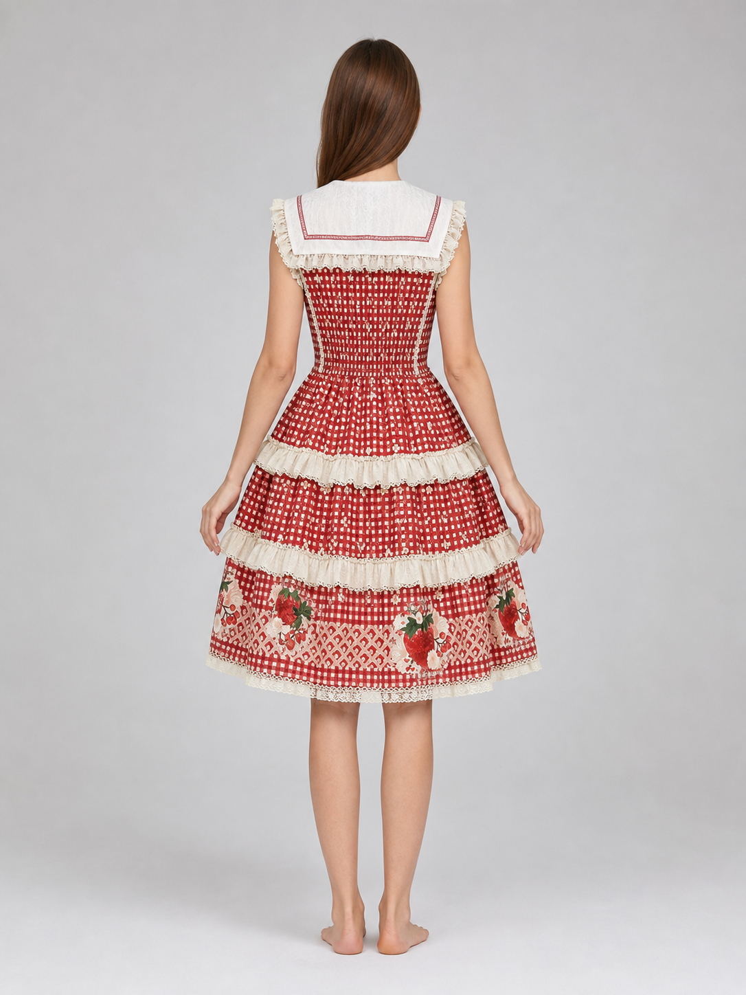 Sleeveless Strawberry Plaid Lolita Dress