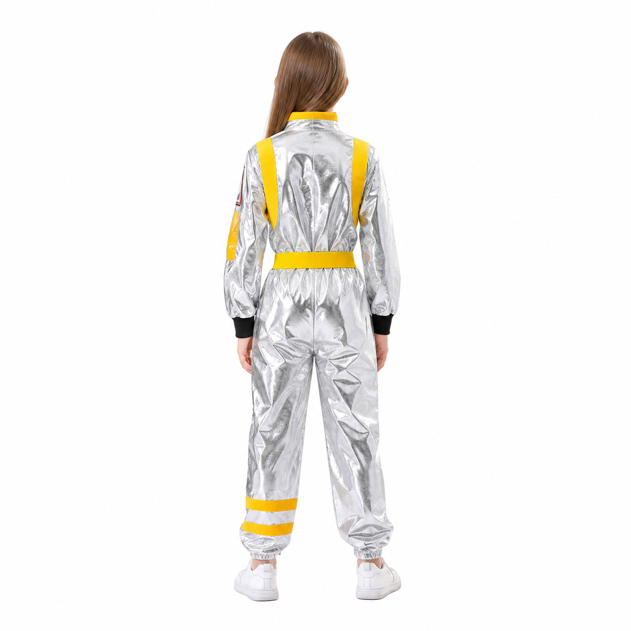 Silver Carnival Astronaut Jumpsuit with Emblems back view