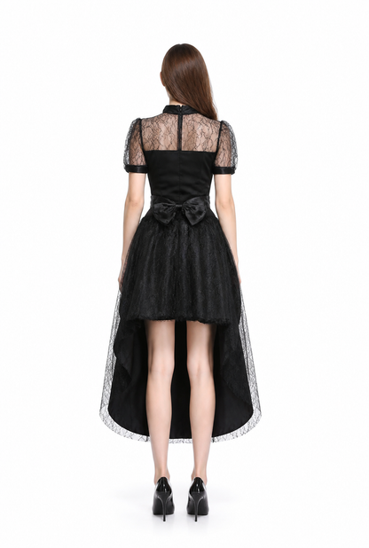 Black Witch Costume with Full Skirt and Asymmetrical Hem back view