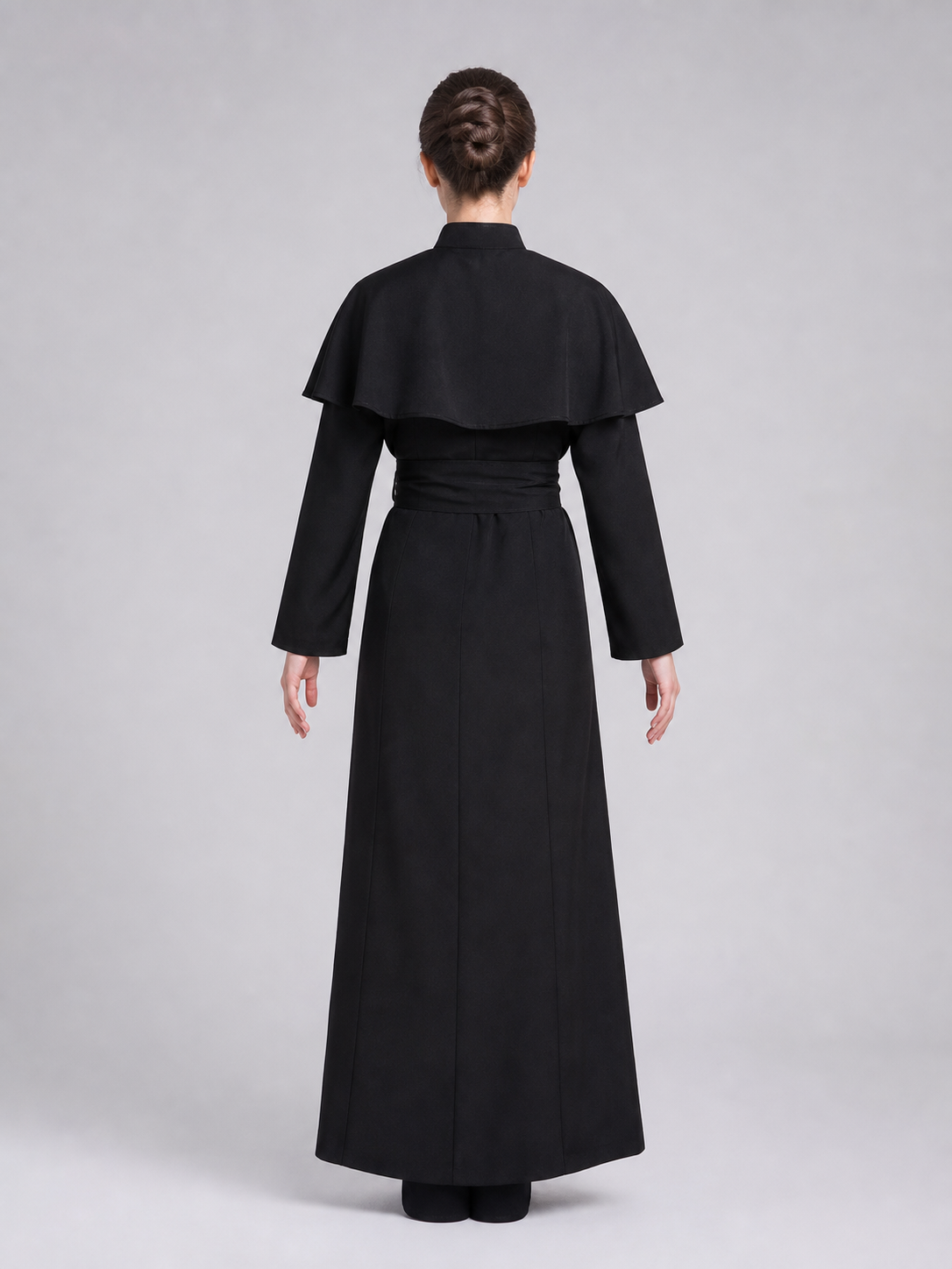 Black Religious Robe Costume for Role-Playing Games back view