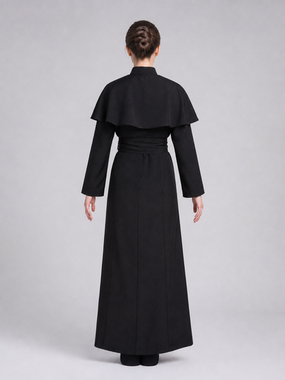 Black Religious Robe Costume for Role-Playing Games back view